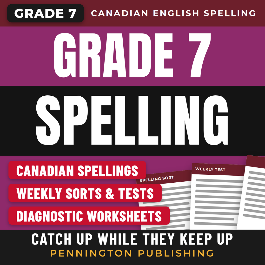 Differentiated Spelling Instruction (Canadian English) Grade 7 Lessons, Remedial Worksheets, and Tests cover